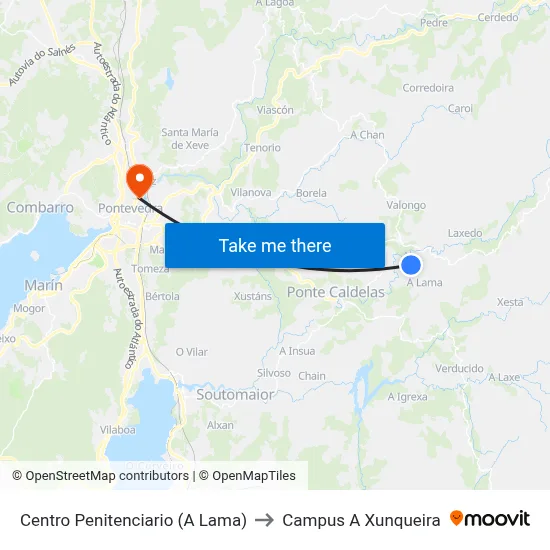 Centro Penitenciario (A Lama) to Campus A Xunqueira map