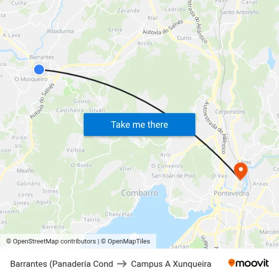 Barrantes (Panadería Cond to Campus A Xunqueira map