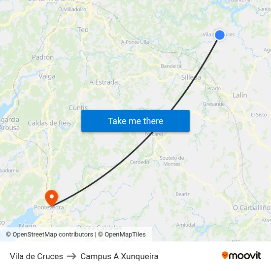 Vila de Cruces to Campus A Xunqueira map