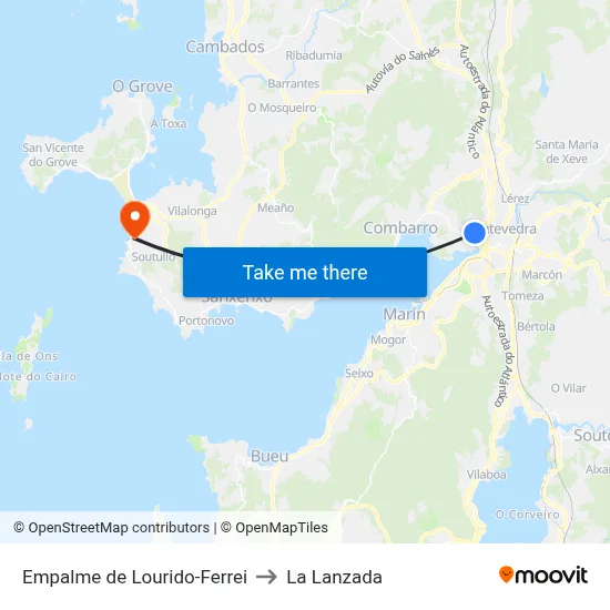 Empalme de Lourido-Ferrei to La Lanzada map