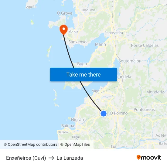 Enxeñeiros (Cuvi) to La Lanzada map