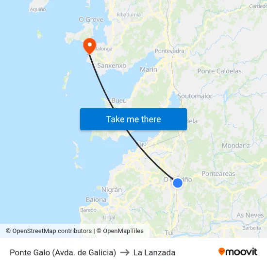 Ponte Galo (Avda. de Galicia) to La Lanzada map