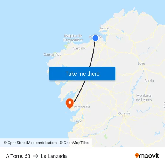 A Torre, 63 to La Lanzada map