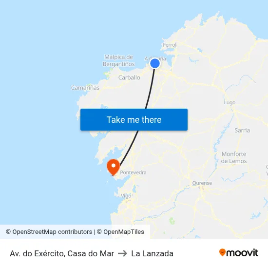 Av. do Exército, Casa do Mar to La Lanzada map