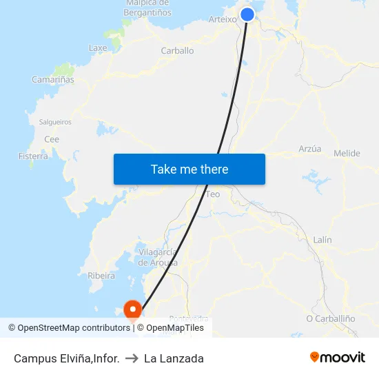 Campus Elviña,Infor. to La Lanzada map