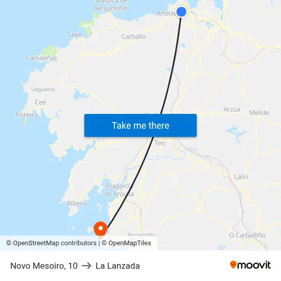 Novo Mesoiro, 10 to La Lanzada map