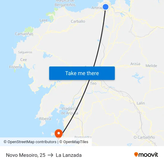 Novo Mesoiro, 25 to La Lanzada map