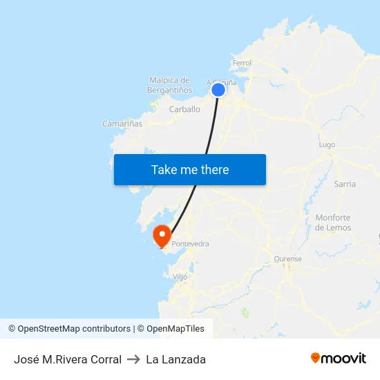 José M.Rivera Corral to La Lanzada map