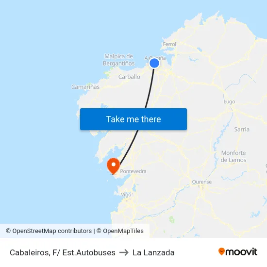 Cabaleiros, F/ Est.Autobuses to La Lanzada map