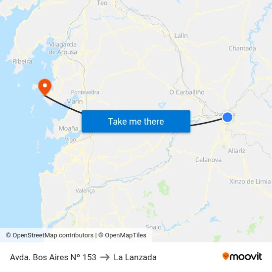 Avda. Bos Aires Nº 153 to La Lanzada map