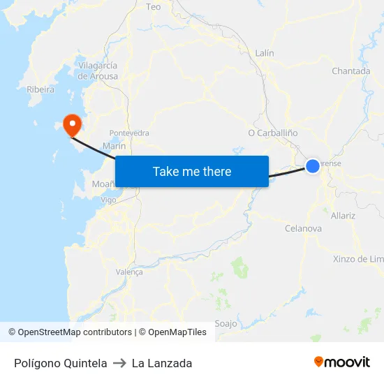 Polígono Quintela to La Lanzada map