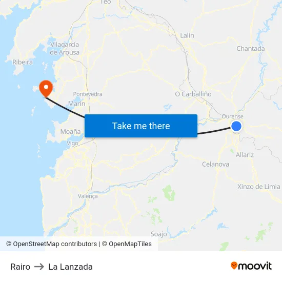 Rairo to La Lanzada map