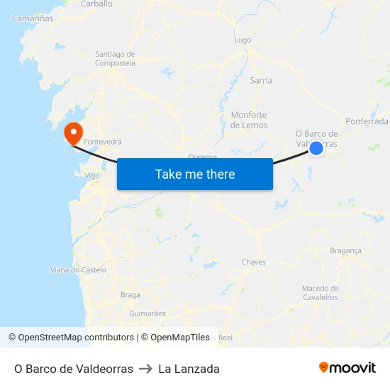 O Barco de Valdeorras to La Lanzada map