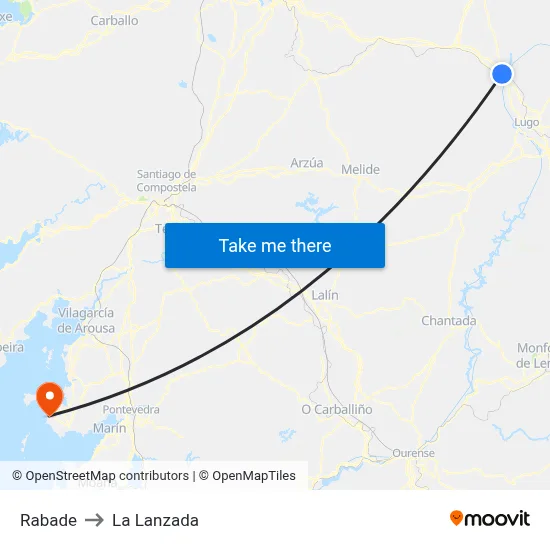 Rabade to La Lanzada map