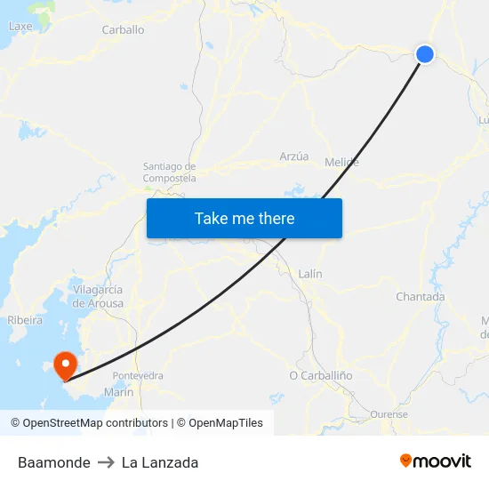 Baamonde to La Lanzada map
