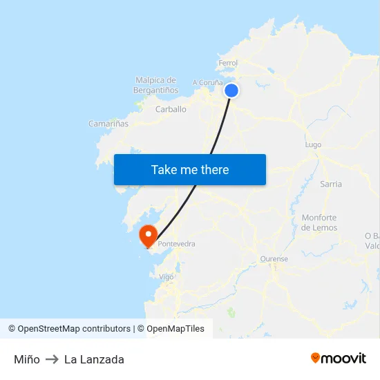 Miño to La Lanzada map