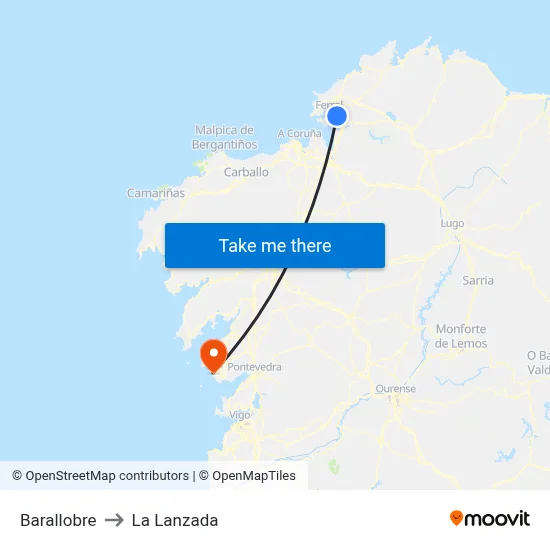 Barallobre to La Lanzada map