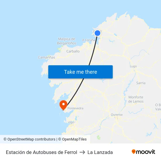 Estación de Autobuses de Ferrol to La Lanzada map