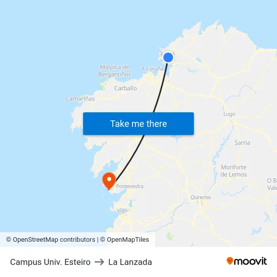 Campus Univ. Esteiro to La Lanzada map
