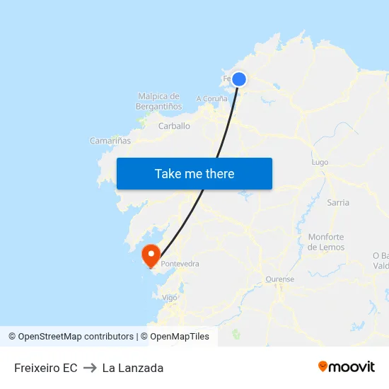 Freixeiro EC to La Lanzada map