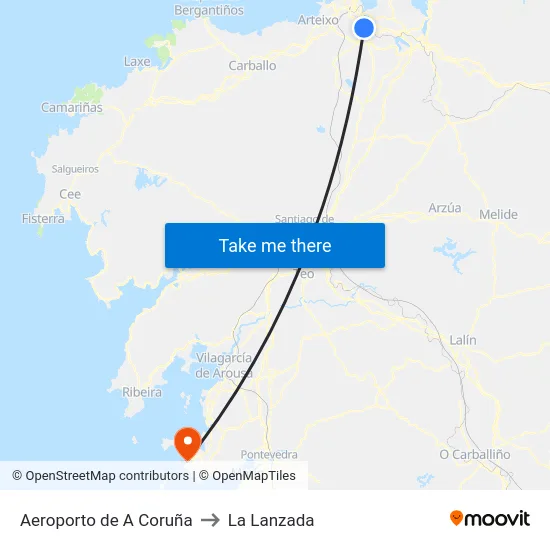 Aeroporto de A Coruña to La Lanzada map