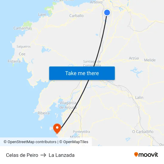 Celas de Peiro to La Lanzada map