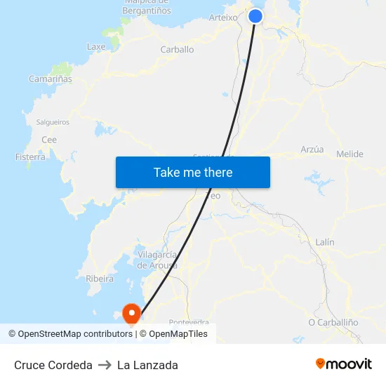 Cruce Cordeda to La Lanzada map