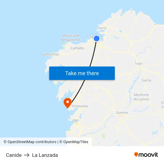Canide to La Lanzada map