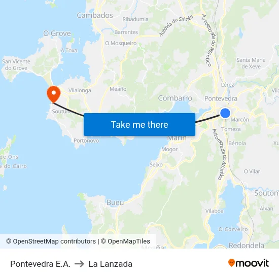 Pontevedra E.A. to La Lanzada map