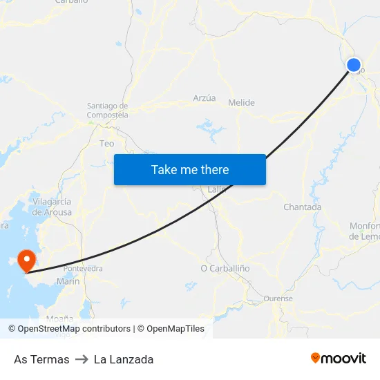 As Termas to La Lanzada map