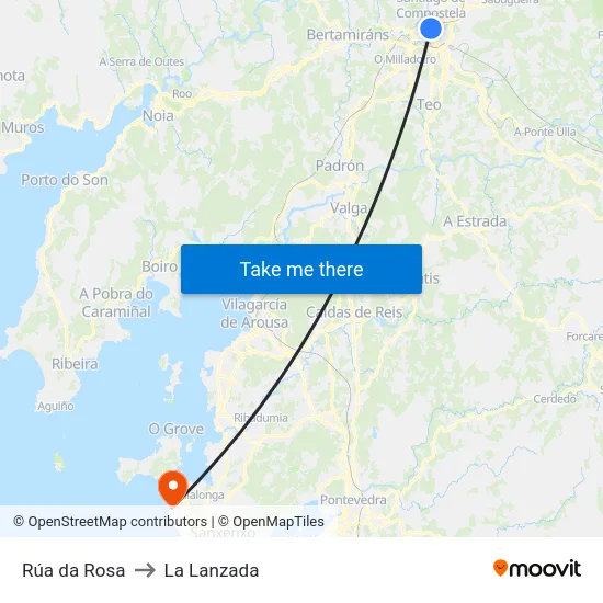 Rúa da Rosa to La Lanzada map