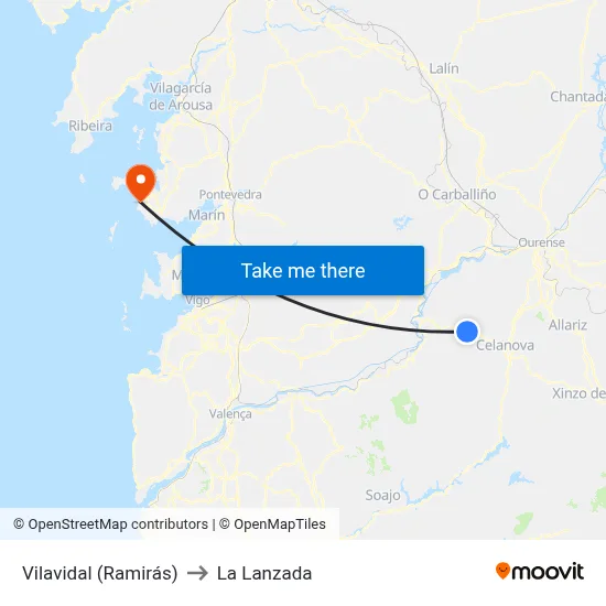Vilavidal (Ramirás) to La Lanzada map