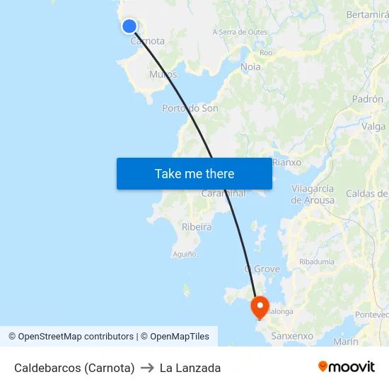 Caldebarcos (Carnota) to La Lanzada map