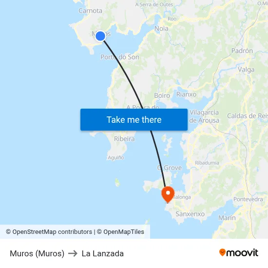 Muros (Muros) to La Lanzada map