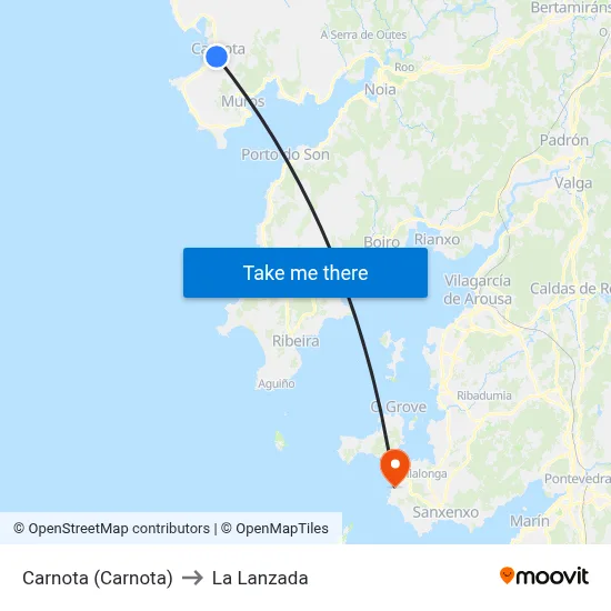 Carnota (Carnota) to La Lanzada map