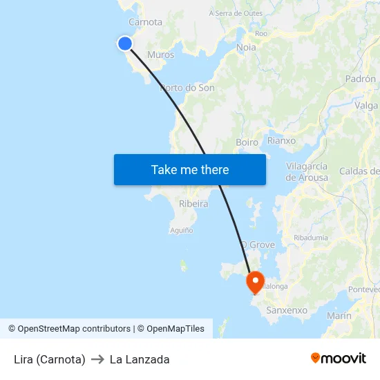 Lira (Carnota) to La Lanzada map
