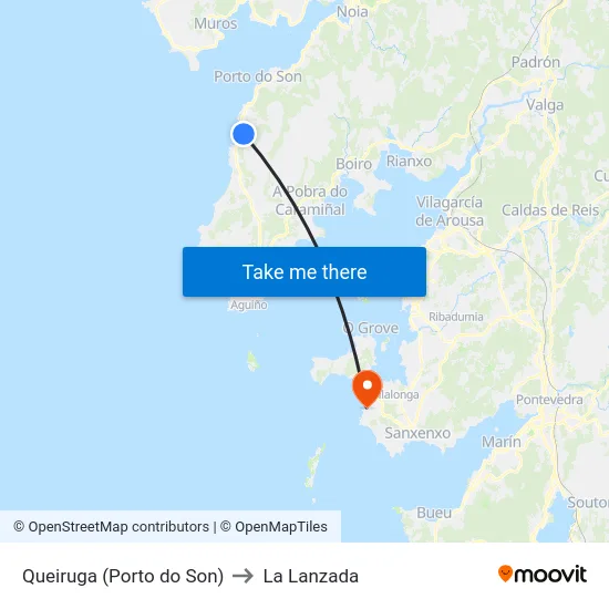 Queiruga (Porto do Son) to La Lanzada map