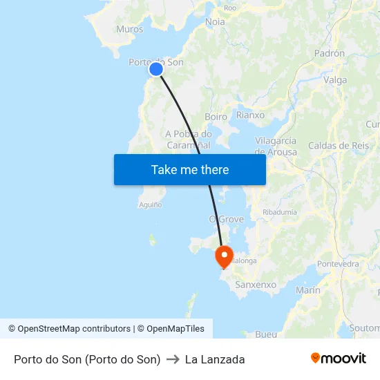 Porto do Son (Porto do Son) to La Lanzada map