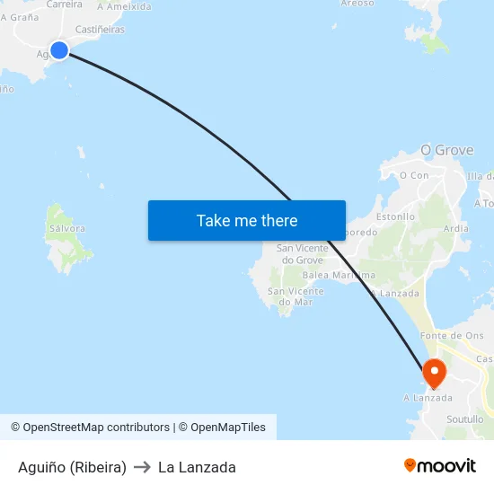 Aguiño (Ribeira) to La Lanzada map