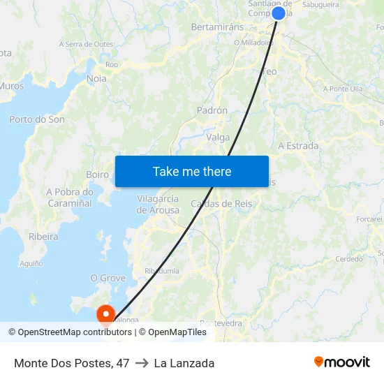 Monte Dos Postes, 47 to La Lanzada map