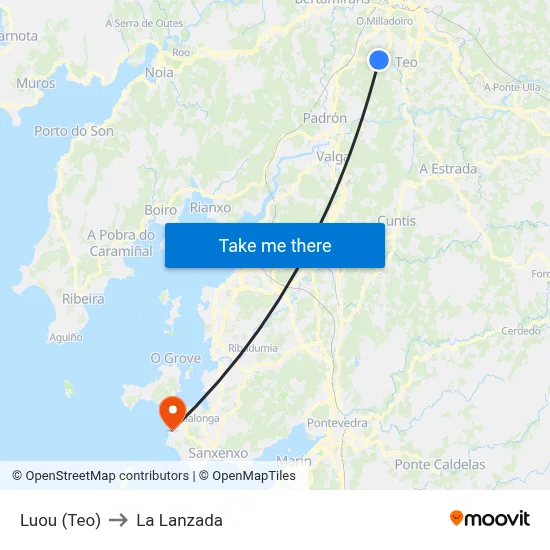 Luou (Teo) to La Lanzada map