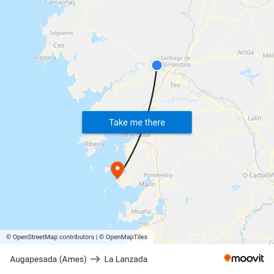 Augapesada (Ames) to La Lanzada map