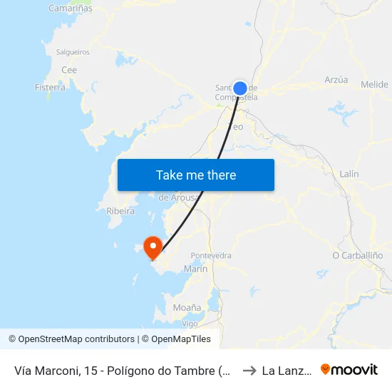 Vía Marconi, 15 - Polígono do Tambre (Santiago) to La Lanzada map