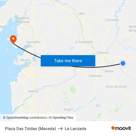 Plaza Das Toldas (Maceda) to La Lanzada map