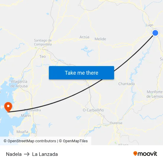 Nadela to La Lanzada map
