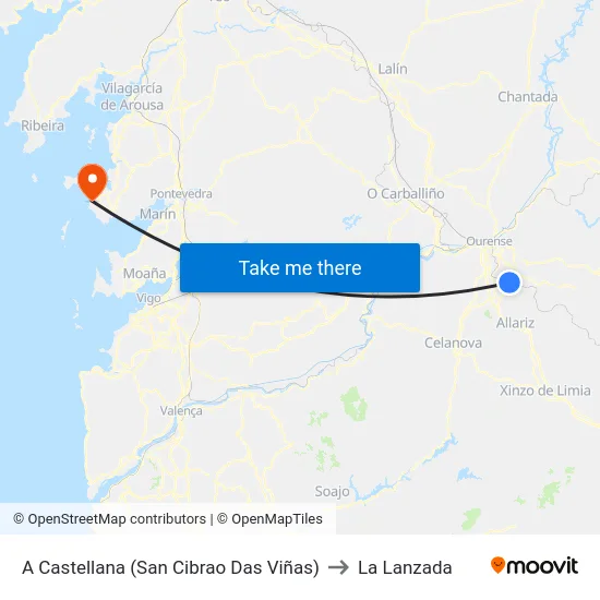 A Castellana (San Cibrao Das Viñas) to La Lanzada map