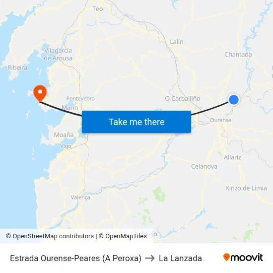 Estrada Ourense-Peares (A Peroxa) to La Lanzada map