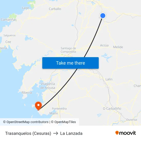Trasanquelos (Cesuras) to La Lanzada map