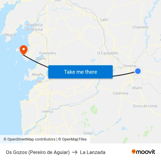 Os Gozos (Pereiro de Aguiar) to La Lanzada map