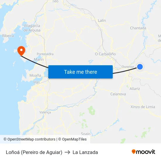 Loñoá (Pereiro de Aguiar) to La Lanzada map